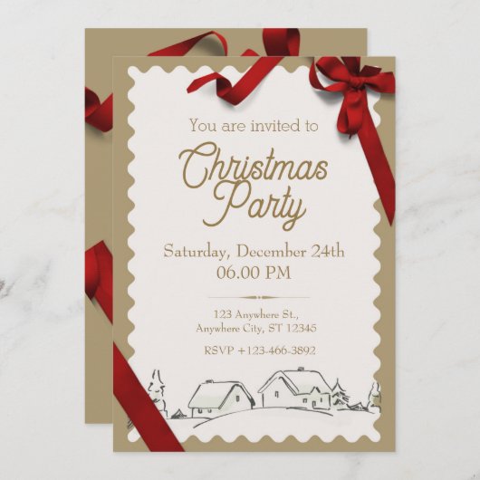 Uitnodiging | Kerstfeest (Voorkant / Achterkant)