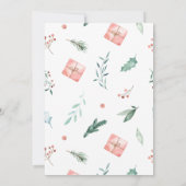 Uitnodiging kerstfeest - Gift, Berries, Holly (Achterkant)