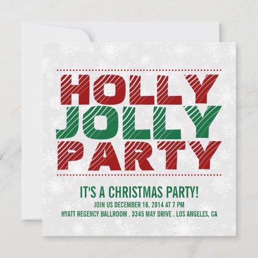Uitnodiging kerstfeest | Holly Jolly Party (Voorkant)