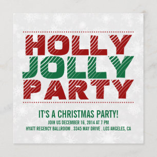 Uitnodiging kerstfeest Holly Jolly Party