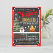 Uitnodiging kerstfeest met Bonfire (Staand voorkant)