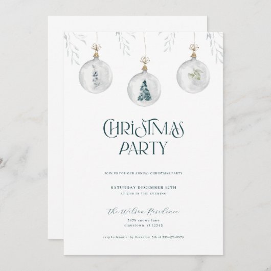 Uitnodiging Kerstfeest met Kerstversiering (Voorkant / Achterkant)