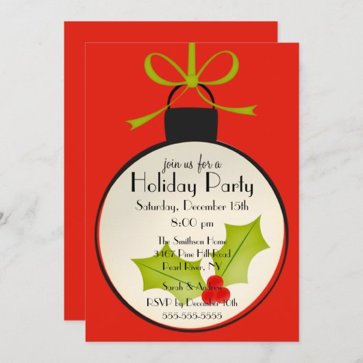 Uitnodiging kerstfeestdag (Voorkant / Achterkant)