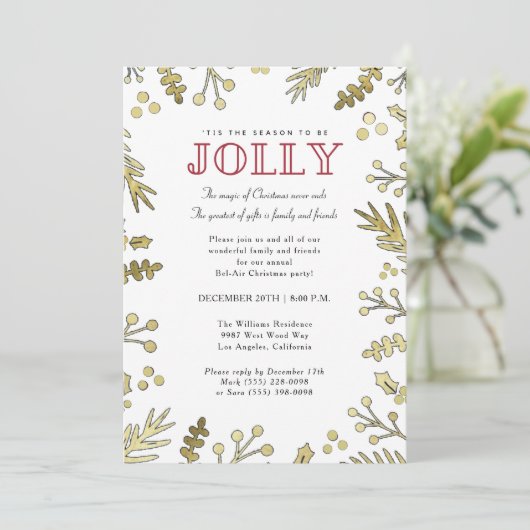 Uitnodiging kerstfeestdag (Staand voorkant)