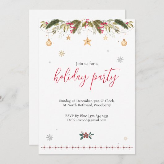 Uitnodiging kerstfeestdag (Voorkant / Achterkant)