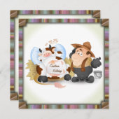 Uitnodiging kerstfeestdag - grappige koe (Voorkant / Achterkant)