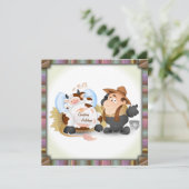 Uitnodiging kerstfeestdag - grappige koe (Staand voorkant)