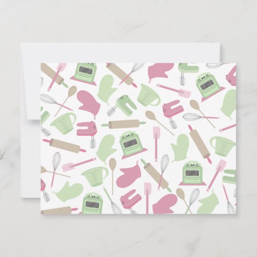 Uitnodiging keukendouche - Roze en groen (Achterkant)