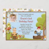 Uitnodiging Kinder Gnome Birthday (Voorkant / Achterkant)