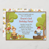 Uitnodiging Kinder Gnome Birthday (Voorkant / Achterkant)