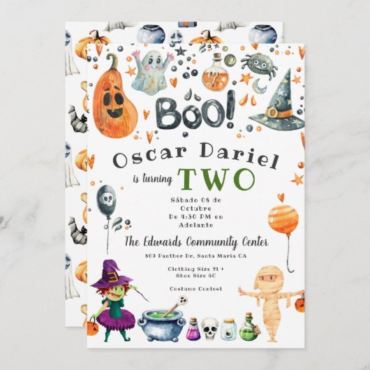 Uitnodiging Kinder partij Halloween (Voorkant / Achterkant)