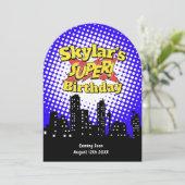 Uitnodiging kinderfeestje superhelden - RIP 20s Be (Staand voorkant)