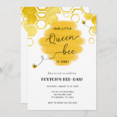 Uitnodiging koningin Bee Birthday (Voorkant / Achterkant)