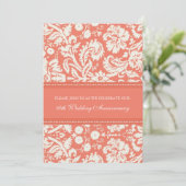 Uitnodiging Koraal Damast 10-jarig jubileumfeest (Staand voorkant)