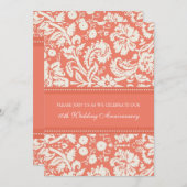 Uitnodiging Koraal Damast 10-jarig jubileumfeest (Voorkant / Achterkant)