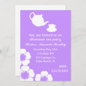 Uitnodiging Lavender Tea Party (Voorkant / Achterkant)
