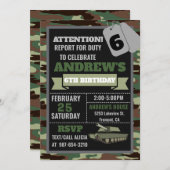 Uitnodiging leger, militaire verjaardagsuitnodigin (Voorkant / Achterkant)