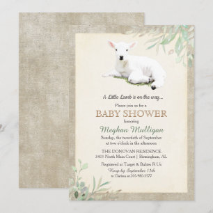 Uitnodiging Little Lamb Baby Shower