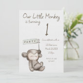 Uitnodiging Little Monkey Feestje (Staand voorkant)