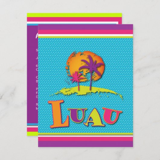 Uitnodiging Luau: 10,8 x 14 cm (Voorkant / Achterkant)