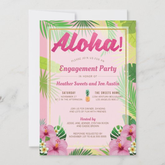 Uitnodiging Luau Engagement Party (Voorkant)