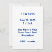 Uitnodiging: Mad Hatter's Tea Party Kaart (Achterkant)