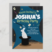 Uitnodiging Magic Birthday Party - Top Hat & Rabbi (Voorkant / Achterkant)