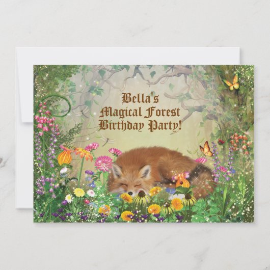 Uitnodiging Magical Fox Forest Party (Achterkant)