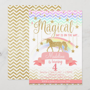 Uitnodiging Magical Rainbow Unicorn Birthday Party