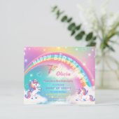Uitnodiging Magical Rainbow Unicorn Birthday Party (Staand voorkant)