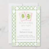 Uitnodiging Mahjong-feest, Groene Draak Bamboe (Voorkant)