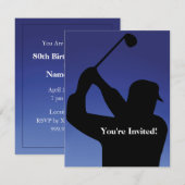 Uitnodiging mannen Golf Blue (Voorkant / Achterkant)