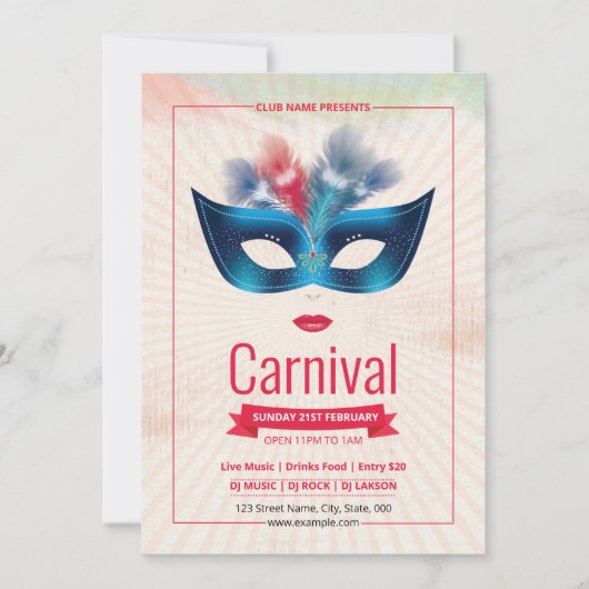 Uitnodiging Mardi Gras (Voorkant)