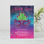 Uitnodiging Mardi Gras (Staand voorkant)