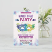 Uitnodiging Mardi Gras (Staand voorkant)