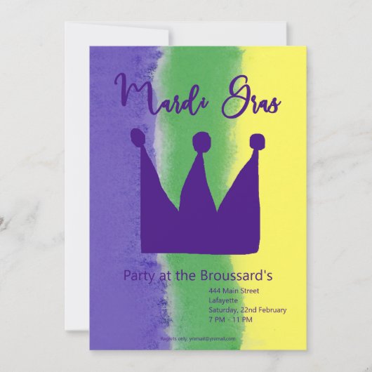 Uitnodiging Mardi Gras (Voorkant)