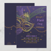Uitnodiging Mardi Gras Feest (Voorkant / Achterkant)