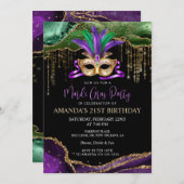 Uitnodiging Mardi Gras Masquerade Party (Voorkant / Achterkant)