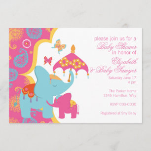 Uitnodiging Marokkaans Baby shower Elephant