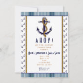 Uitnodiging met blauw-wit gestreepte anker (Voorkant)