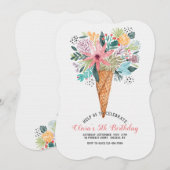 Uitnodiging met bloemen kegel (Voorkant / Achterkant)