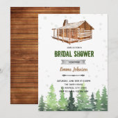 Uitnodiging met blokhutthema van hout (Voorkant / Achterkant)