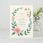 Uitnodiging met Delicate Bloemenkrans (Staand voorkant)