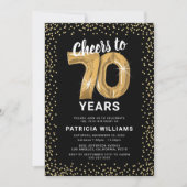 Uitnodiging met gouden ballonnen voor 70ste verjaa (Voorkant)