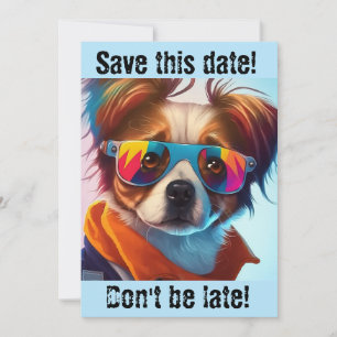 Uitnodiging met Groovy Hond in Zonnebril