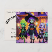 Uitnodiging met heksen en tovenaars thema (Voorkant / Achterkant)