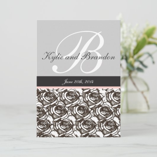 Uitnodiging met monogram letter B (Staand voorkant)