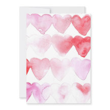Uitnodiging met rode en roze waterverf harten