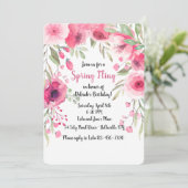 Uitnodiging met roze bloemen baldakijn (Staand voorkant)