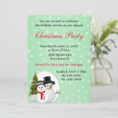 Uitnodiging met Snowman om kerstfeest te vieren (Staand voorkant)